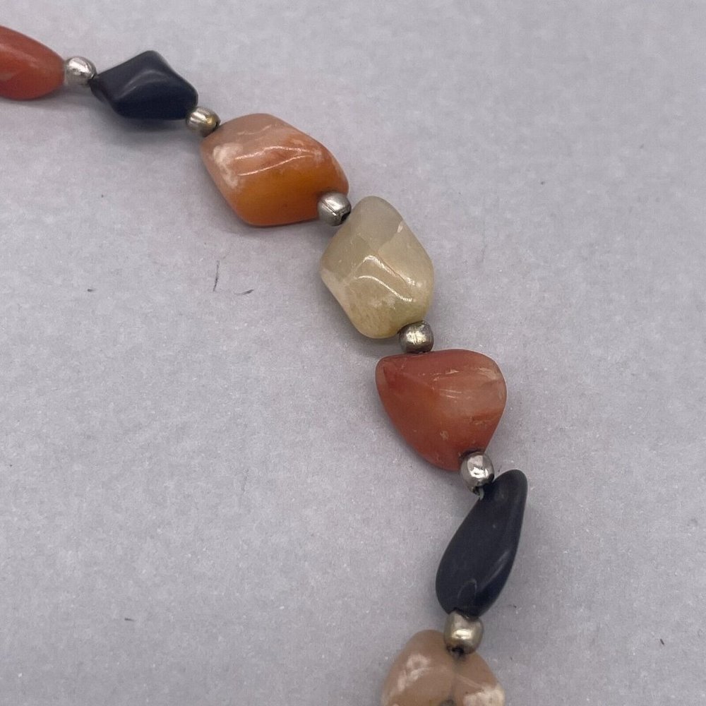 Multicolor Mixed Real Natural Stone Beaded Necklace Hook Closure 25 Inches - Picture 5 of 7